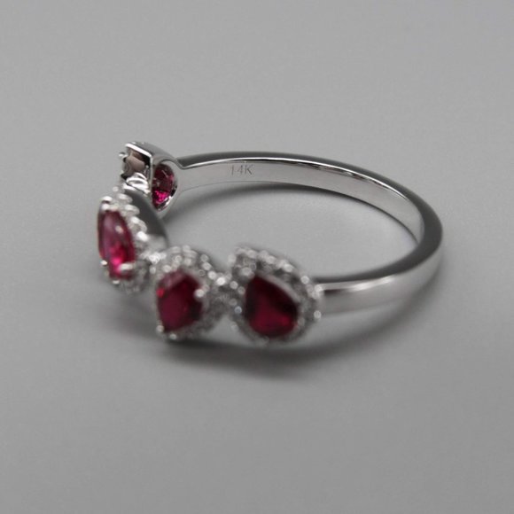 NEW! Ruby and Diamond Ring 14k White Gold size 7 - Picture 5 of 5